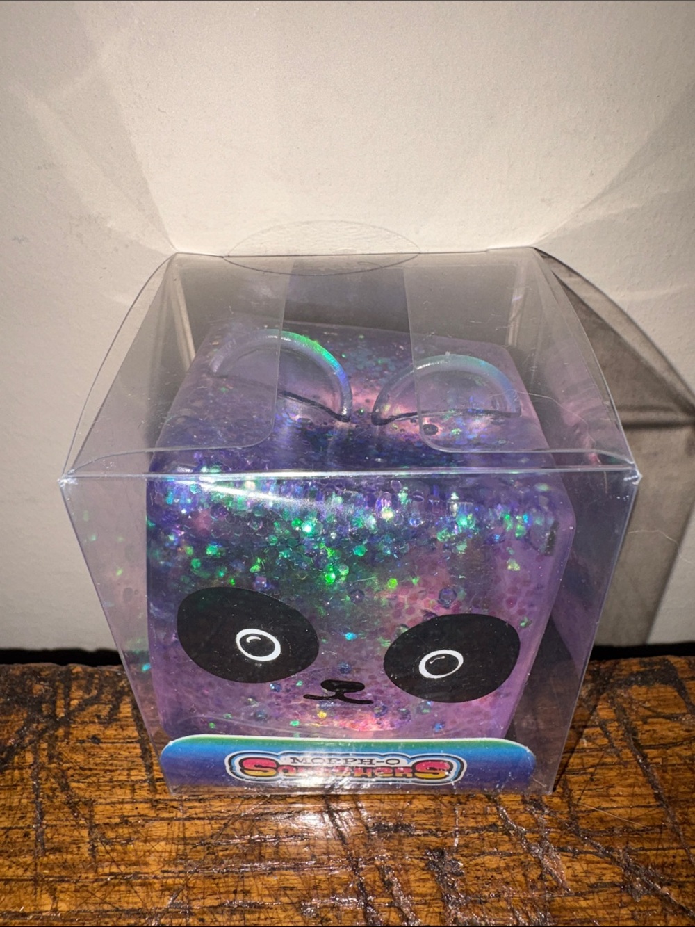 Squishy Panda Glitter Cube Toy - Purple